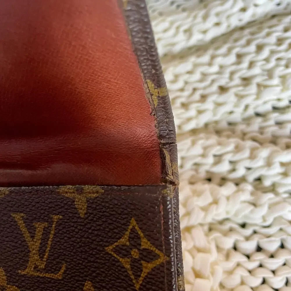 Louis Vuitton Monogram Long Wallet Clutch Small Bag Bifold Brown Coated Canvas